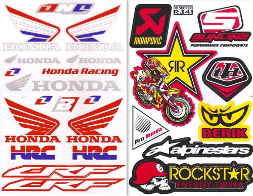 2sh. hrc honda wing racing crf rockstar sticker die-cut auto motor bike sports