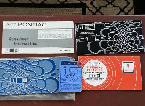 1977 pontiac grand prix owner &amp; operating manual delco stereo booklet plus more.