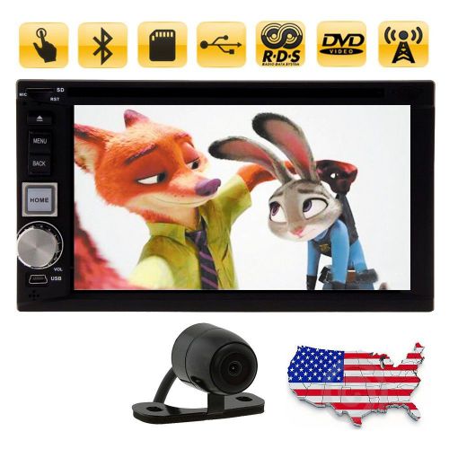 6.2&#034; car dvd player double din stereo aux-in audio bt subwoofer eq radio camera