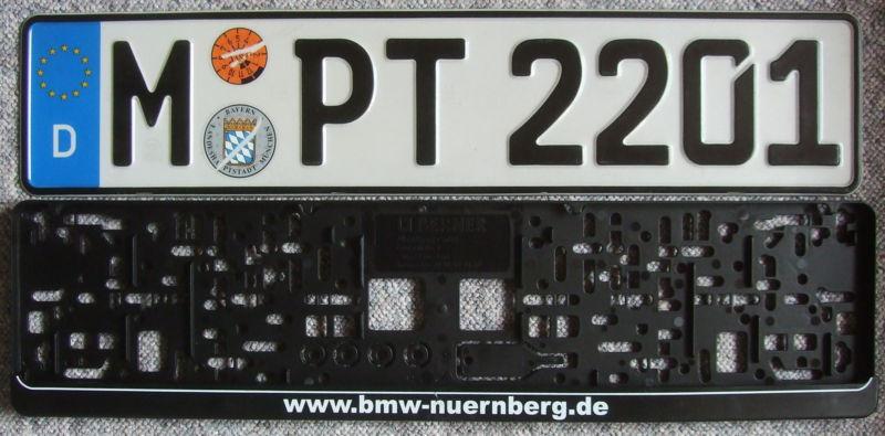 Genuine german license plate from germany with new frame bmw