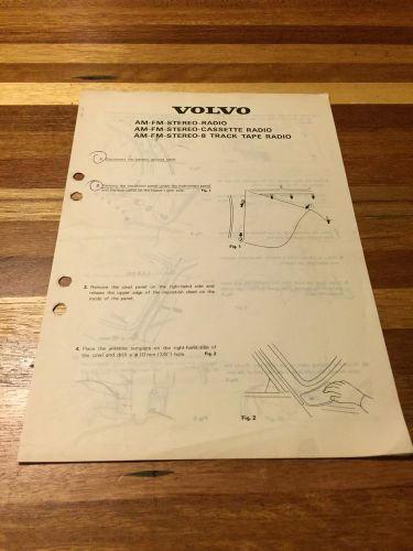 Volvo oem 200 series shop papers - stereo cassette radio/ 8 track installation