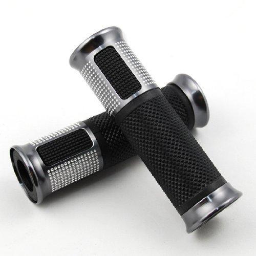 Motorcycle aluminum 7/8" handle bar rubber gel hand grips for sports bike black