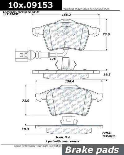 Centric 104.09153 brake pad or shoe, front