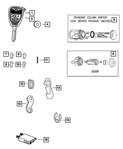 Genuine mopar blank with transmitter key 68273340ac