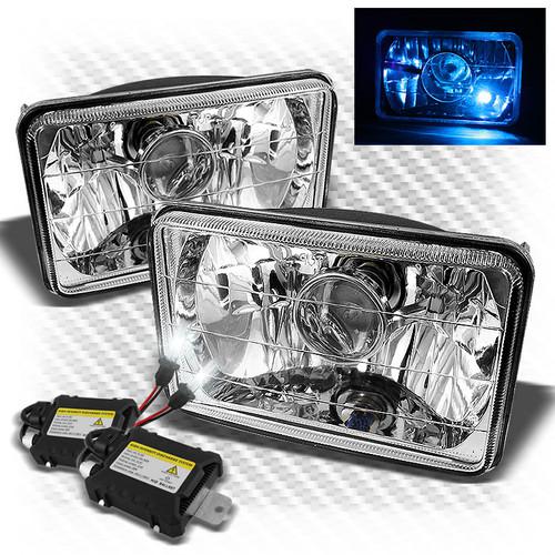 4"x 6" chrome diamond cut projector headlights + 8000k slim ballast hid combo