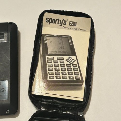 Sporty’s electronic e6b flight computer calculator case manual box tested works