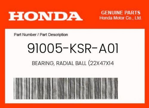 New genuine oem honda bearing, radial ball (22x47x14 - 91005-ksr-a01