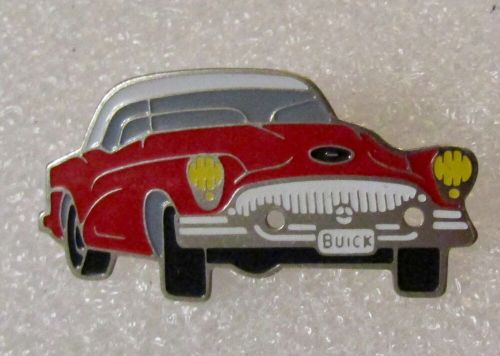 Vintage red buick - enamel lapel pin badge - automobilia, classic car, hot rod