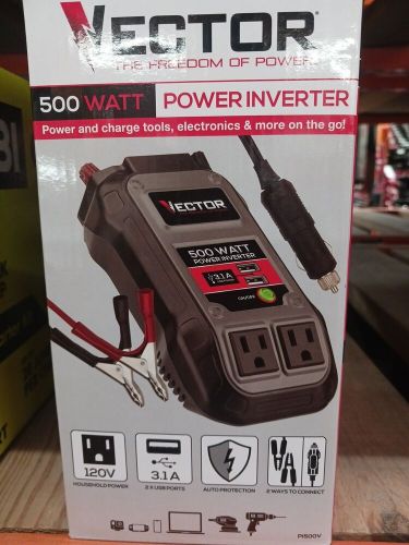 Vector 500 watt power inverter pi500v dual two usb charging ports grey