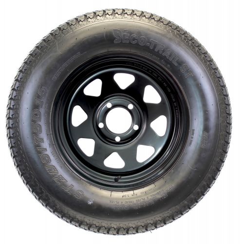 2-pk trailer tire rim st205/75d15 15 in. load c 5 lug black spoke wheel