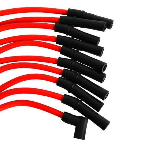 M-12259-c301 9 x spark plug wires for ford 5.0l 5.8l sb sbf 302 red 6559558