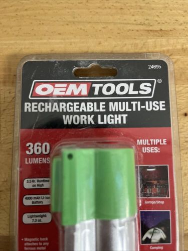 24695 oemtools rechargeable multi-use work light - magnetic back- new - sealed