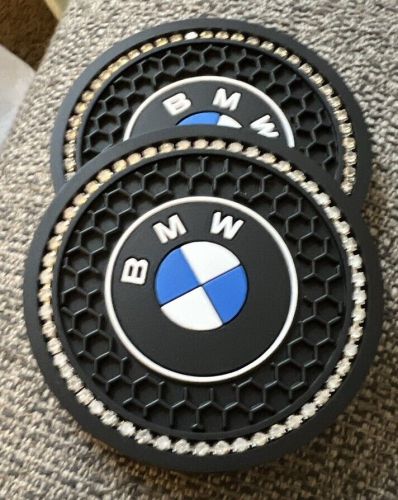 Bmw car truck suv coaster cup holder 2 interior rubber silicone black logo new