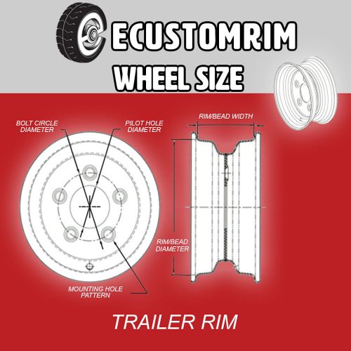 2-pk trailer tire and rim 480-12 4.80-12 480x12 load b 5 lug white modular wheel