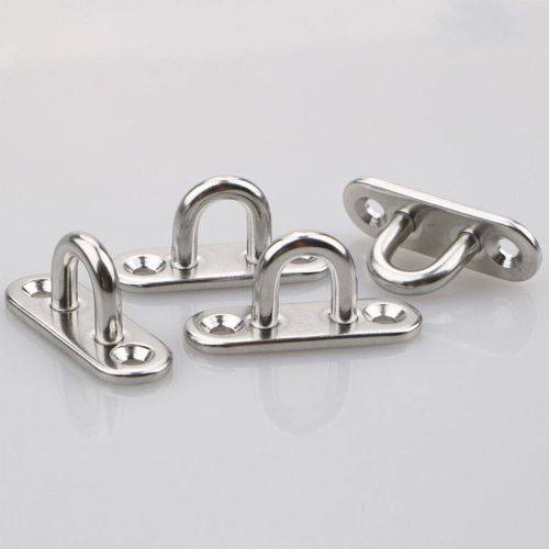 4pcs stainless steel pad eye plate staple ring hook oblong marine boat door 5mm