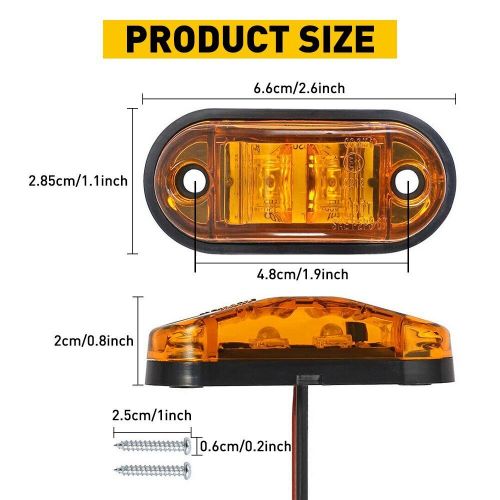 10pcs led amber oval light car trailer clearance truck side marker tail lamps