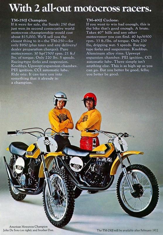 1972 suzuki tm 250 tm400 sales ad/ brochure 