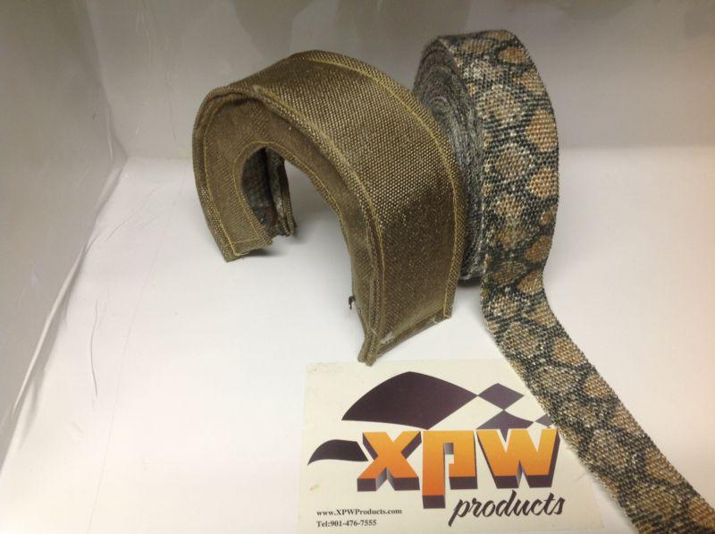 T3 titanium xpw turbo charger blanket w/snakeskin rat wrap heat shield