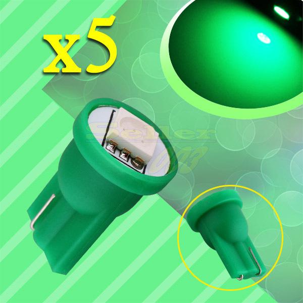 5pcs t10 1 smd 5050 green license plate 194 w5w 1 led car light bulb lamp