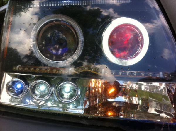 New bixenon projector angel eyes white devil eyes kit red assemblies