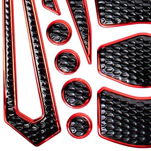 24pc chromed red+black fuel tank pad+3d suzuki gsx-r logo fairing emblem sticker