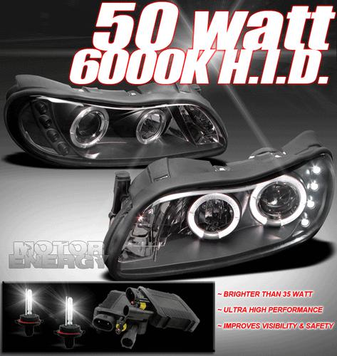 1997-2003 malibu/2004-2005 classic halo led black projector headlights w/hid 50w