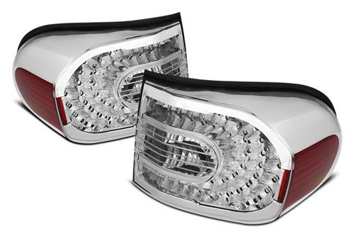 Spyder altcltfj07c chrome euro tail lights rear stop lamps w leds 2 pcs 1 pair