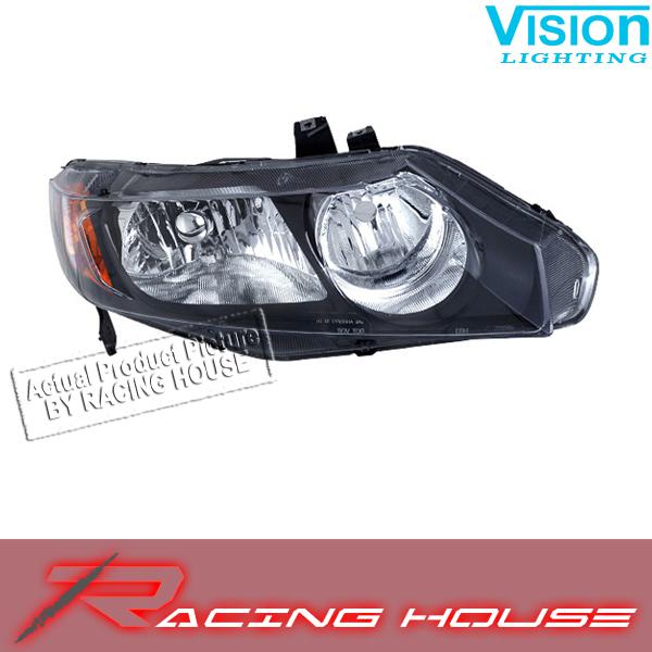 Right passenger side headlight kit unit 06-08 honda civic 4dr w/o bulb