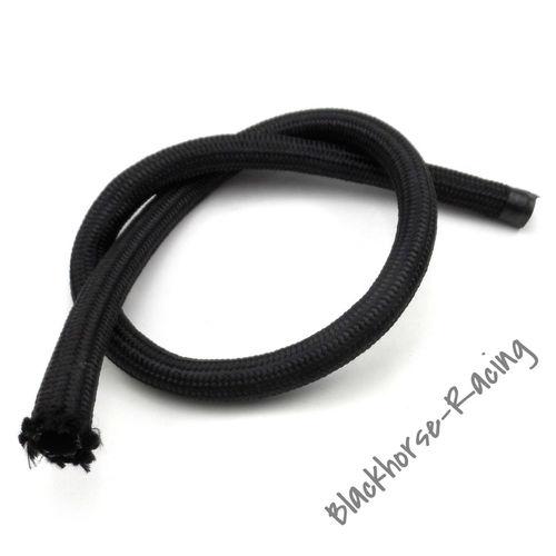 -8 an nylon and stainless steel braided fuel / oil line hose black 10 feet