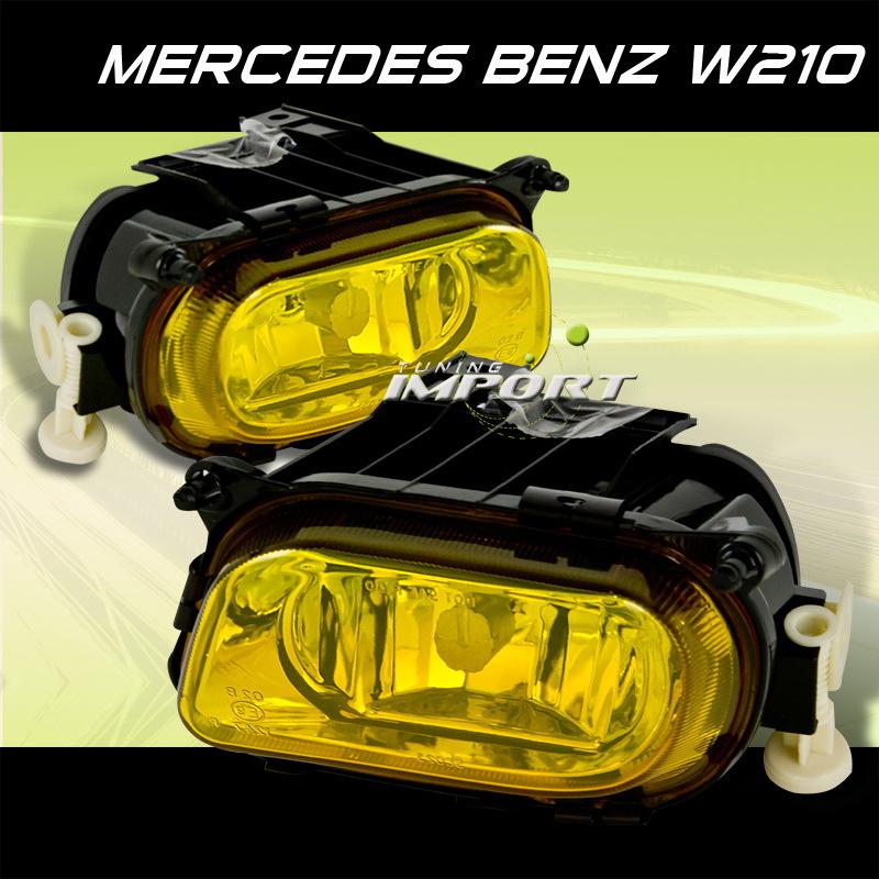 New euro style yellow lens fog lights lamps replacement driver+passenger w210