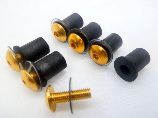 Gold windscreen windshield wellnuts bolts for yamaha honda kawasaki suzuki