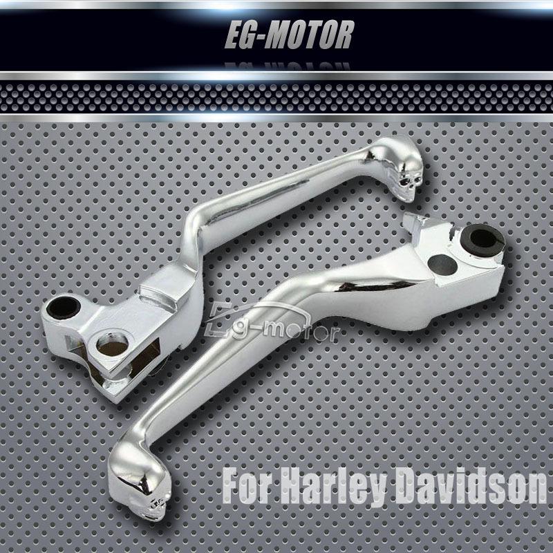 Chrome skull brake clutch levers for 96-10 harley davidson hd road king ultra