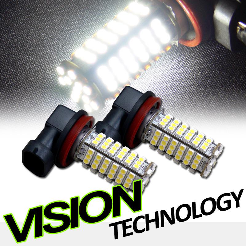 2pc xenon white h11/h8/h9 102x smd led head fog/driving light lamp bulbs pair 14