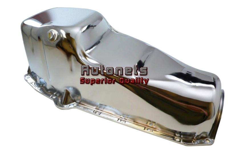 Sbc chevy chrome steel oil pan 283-305-307-327-350-400 small block 1955-79 stock