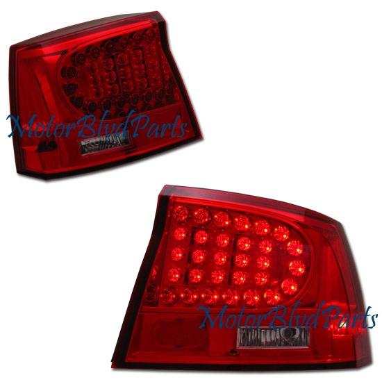 06-08 charger red clear led tail lights rear brake lamp