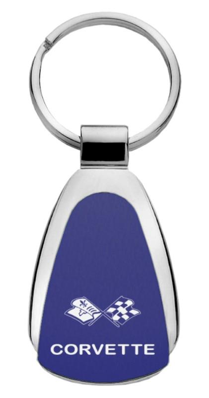 Gm corvette c3 blue teardrop keychain / key fob engraved in usa genuine