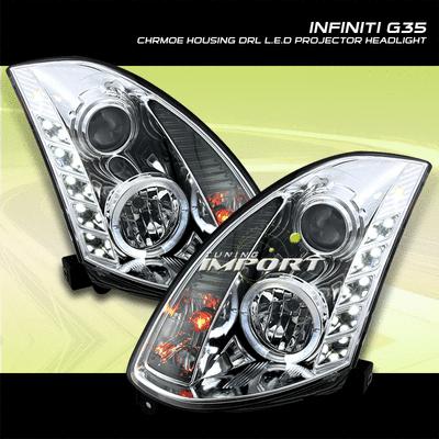 03-07 05 infiniti g35 chrome led projector headlights