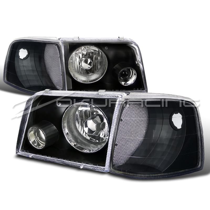 93-97 ford ranger black projector headlights + signal corner lights lamps