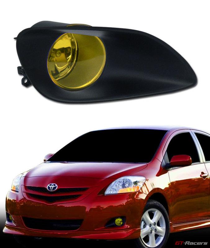 Jdm yellow crystal front bumper fog lights+switch 2006-2011 toyota yaris 4d/4dr