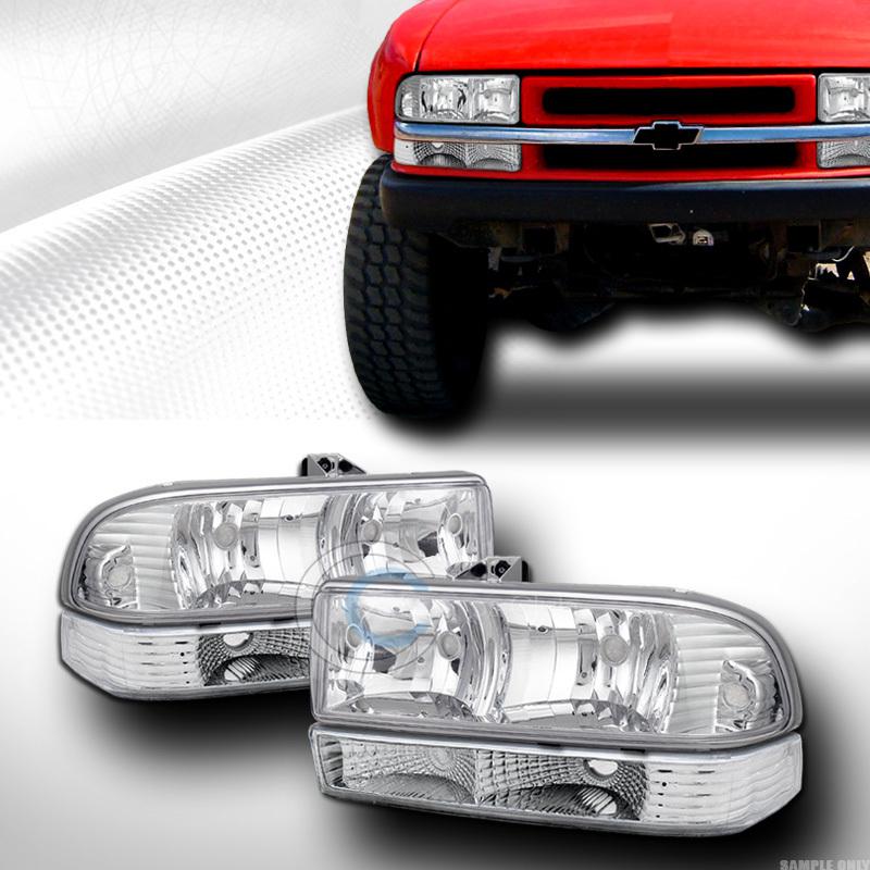 Chrome crystal head light+depo signal bumper corner 98-04 chevy s10 blazer/truck