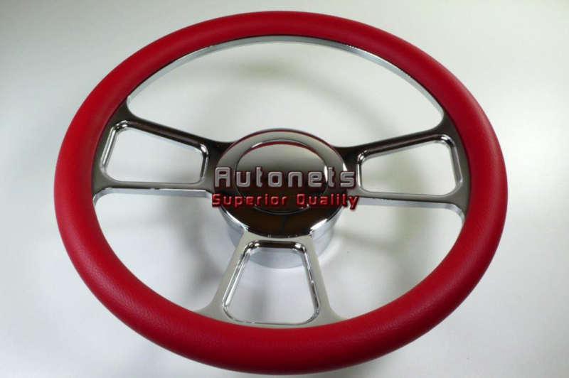 Red t chevy gm pontiac billet chrome aluminum steering wheel horn button adapter