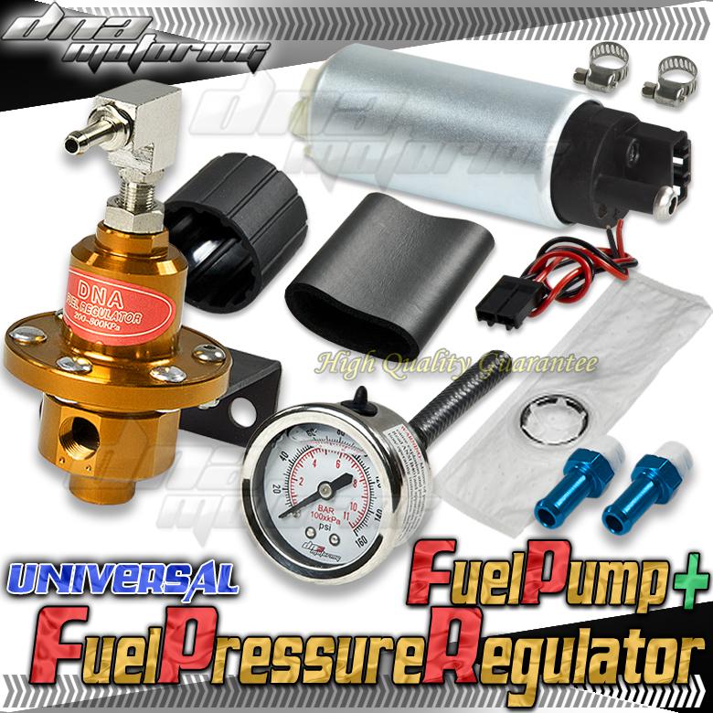 Gold ajudstable fuel pressure regulator /w oil gauge+255lph fuel pump 0-160-psi