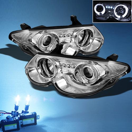 8000k slim xenon hid+ 99-04 chrysler 300m dual halo projector led headlights