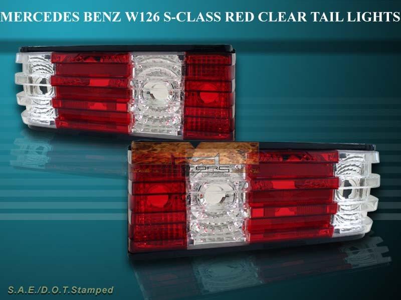 1986-1991 mercedes benz w126 s-class red / clear tail lights