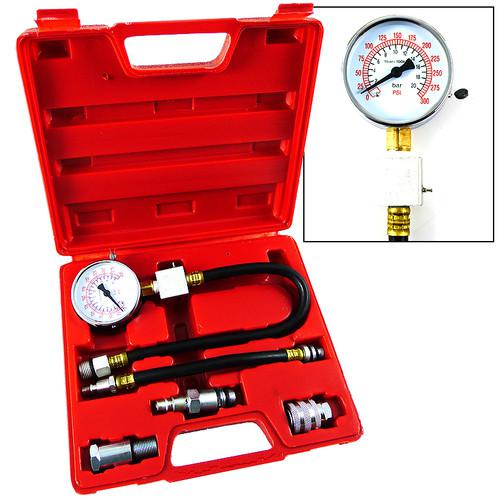 Automotive compression tester 2-1/2" dia. gauge gas engine tuner kit 2 adapters