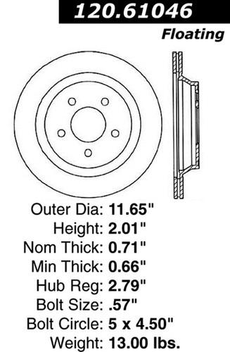 Centric-power slot 127.61046l stoptech sport rotors 94-04 mustang