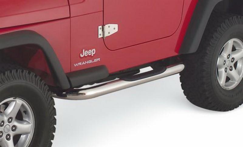 Rampage 9425 body side 3 in. round step bar; wheel -to- wheel 87-06 tj wrangler