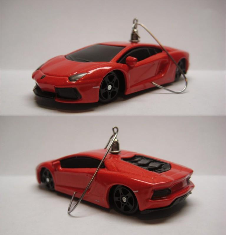 Italian lamborghini aventador sports car christmas tree ornament