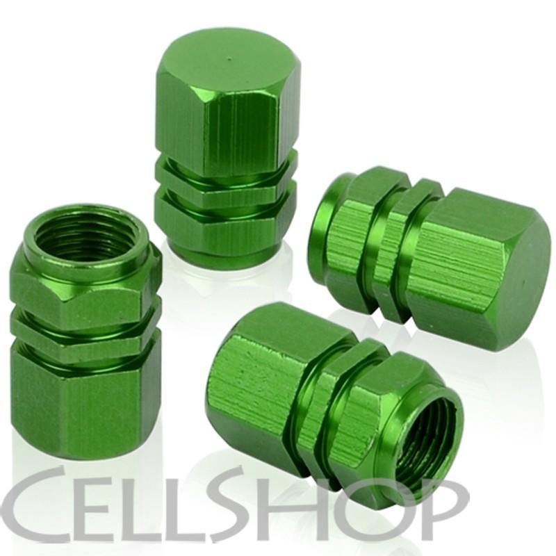 4pcs green tire rim wheel pressure valve stem caps for auto car truck bike new