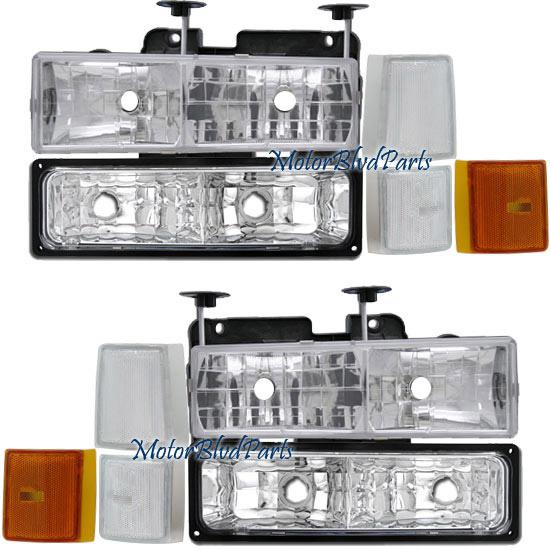 94-99 gmc yukon c/k truck headlights bumper corner lamps lights